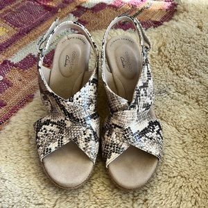 Clarks snake skin sandals size 7